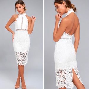 Lulu’s Divine Destiny White Lace Midi Dress